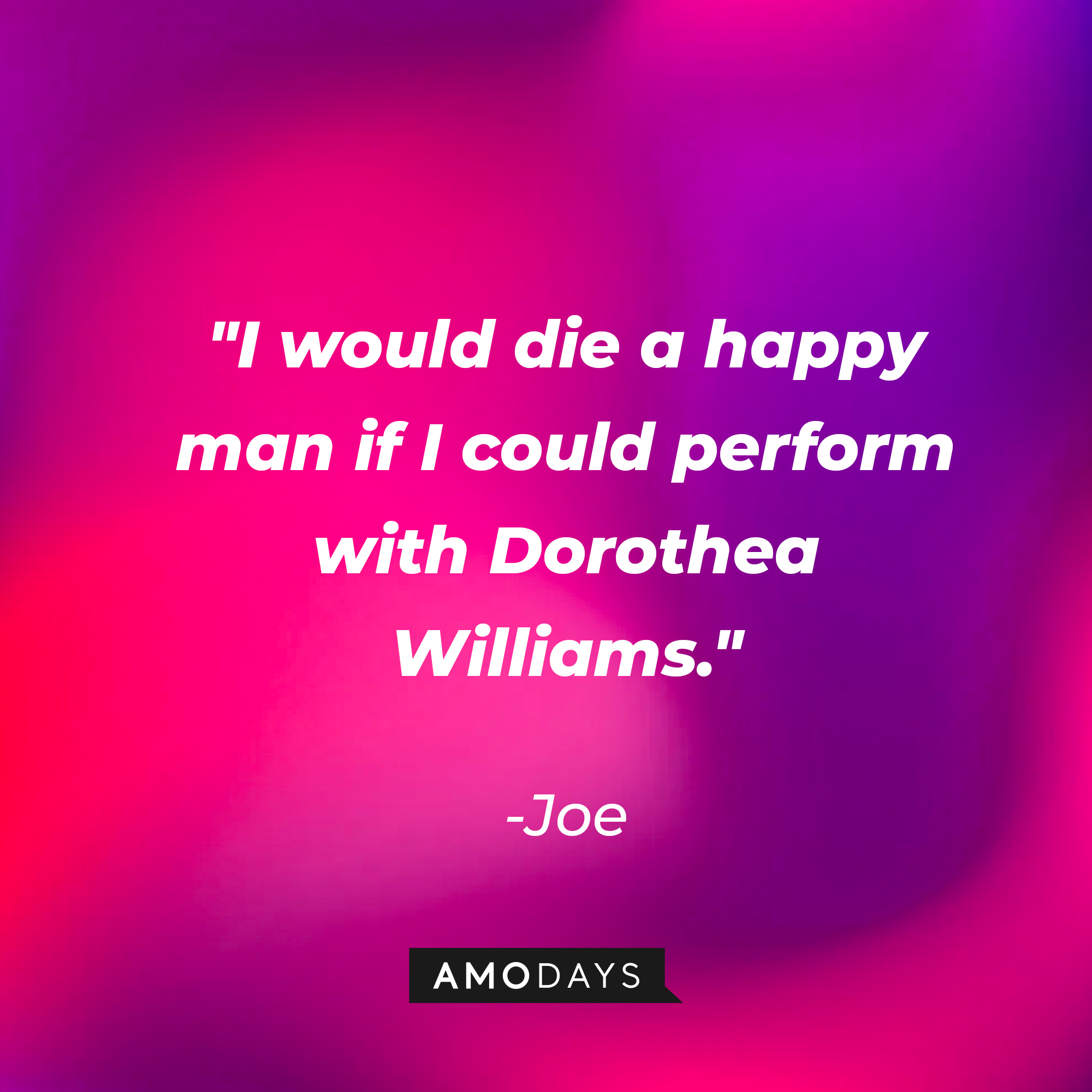 Joe's quote: "I would die a happy man if I could perform with Dorothea Williams." | Source: youtube.com/pixar