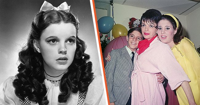 Judy Garland during her younger years and with her children Lorna and Joey in 1967. | Source: Getty Images