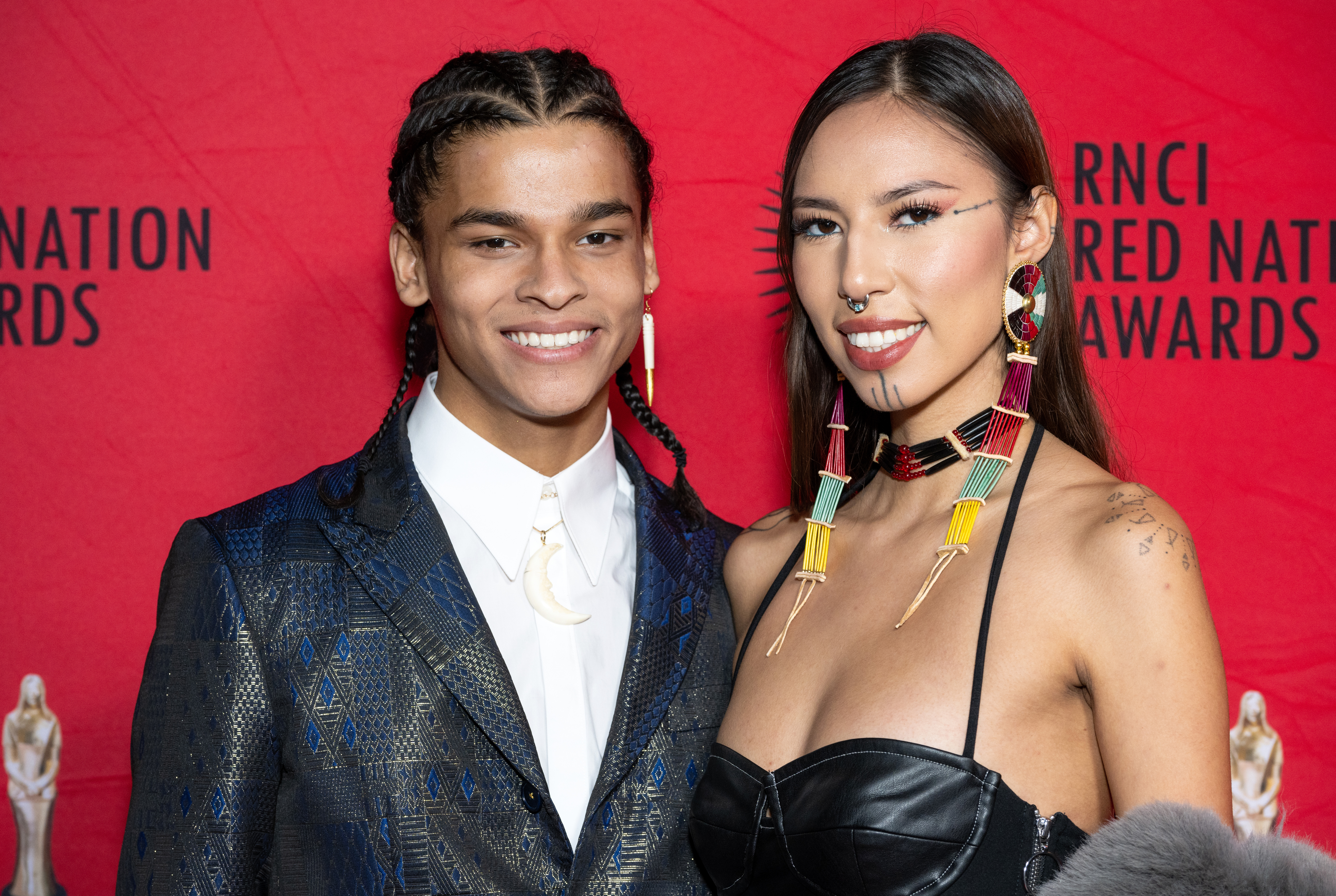 D'Pharaoh Woon-A-Tai and Quannah Chasinghorse at the Red Nation Celebration Institute's 27th RNCI Red Nation Awards on November 20, 2022, in Beverly Hills, California. | Source: Getty Images