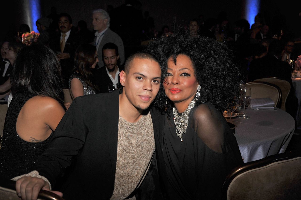 Evan Ross and singer Diana Ross attend Clive Davis and The Recording Academy's 2012 Pre-GRAMMY Gala at The Beverly Hilton hotel on February 11, 2012 | Source: Getty Images