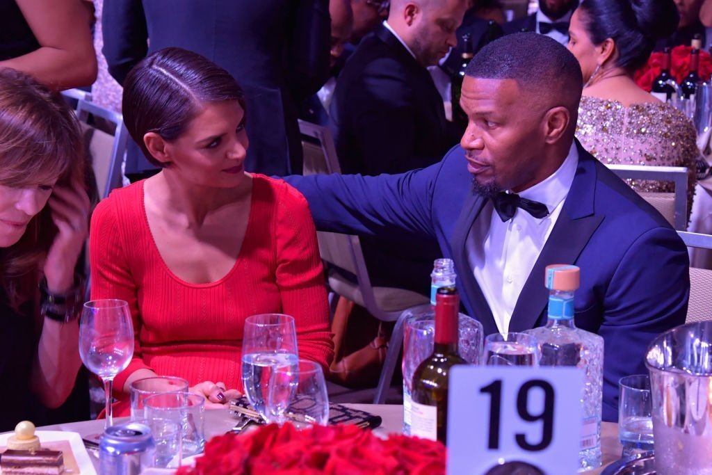  Actors Katie Holmes (L) and Jamie Foxx attend the Clive Davis and Recording Academy Pre-GRAMMY Gala and GRAMMY Salute to Industry Icons Honoring Jay-Z | Photo: Getty Images