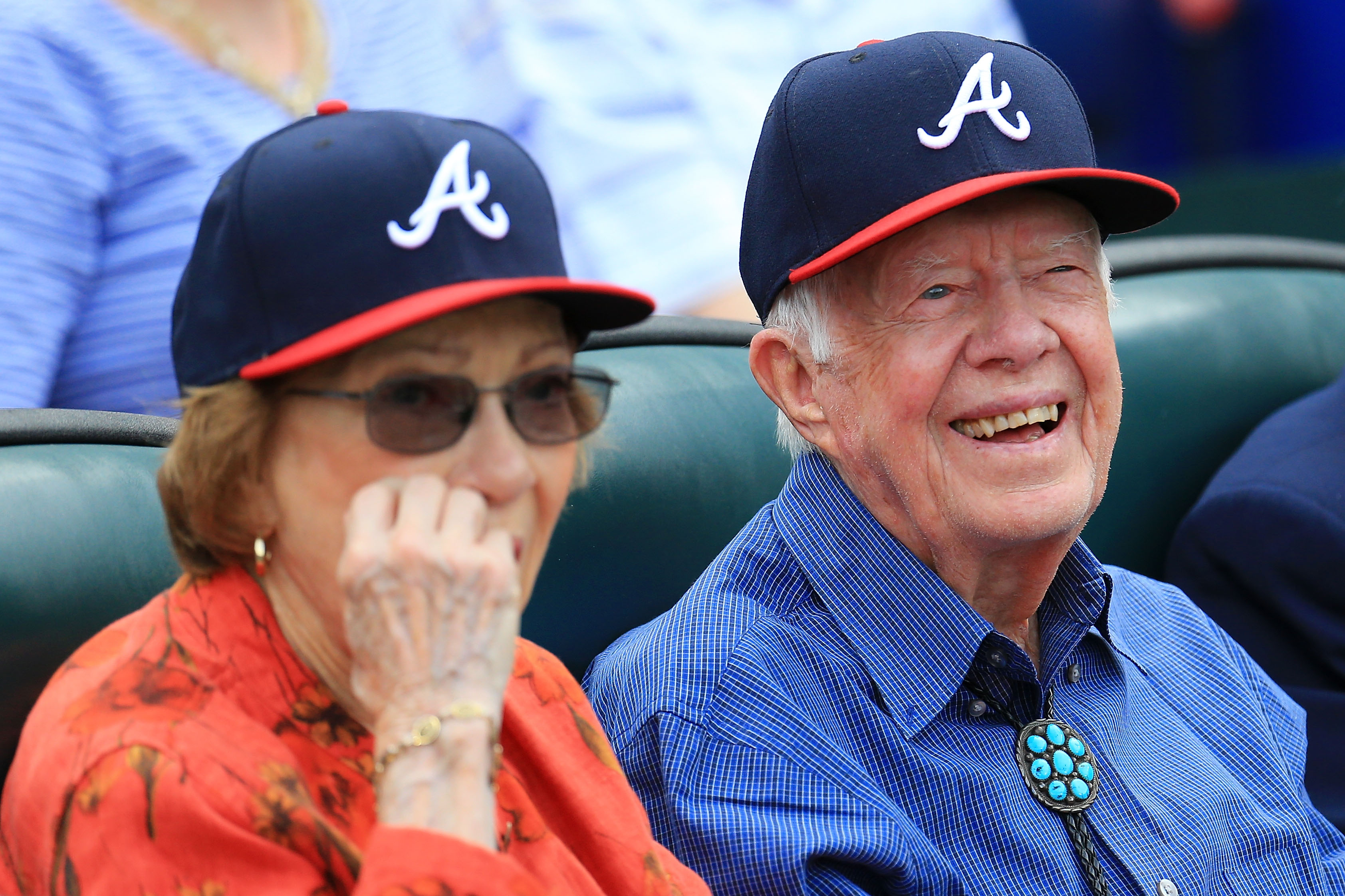 Jimmy Carter sits in the stands in the fourth inning between the Atlanta Braves and the Detroit Tigers at Turner Field in Atlanta, Georgia, on October 2, 2016. | Source: Getty Images