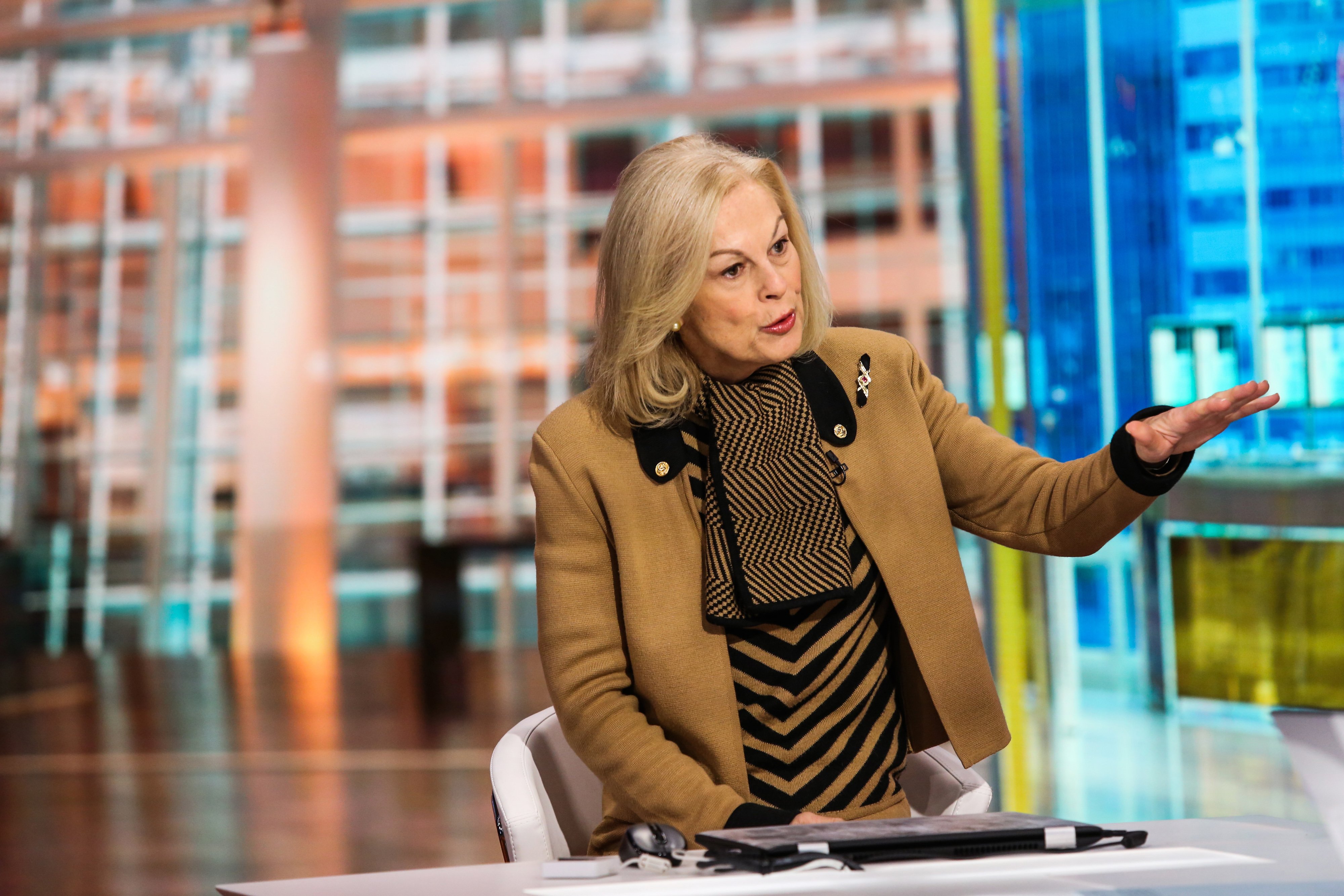 Christie Hefner is photographed as she speaks during a Bloomberg Television interview, on November 11, 2015, in New York City. | Source: Getty Images