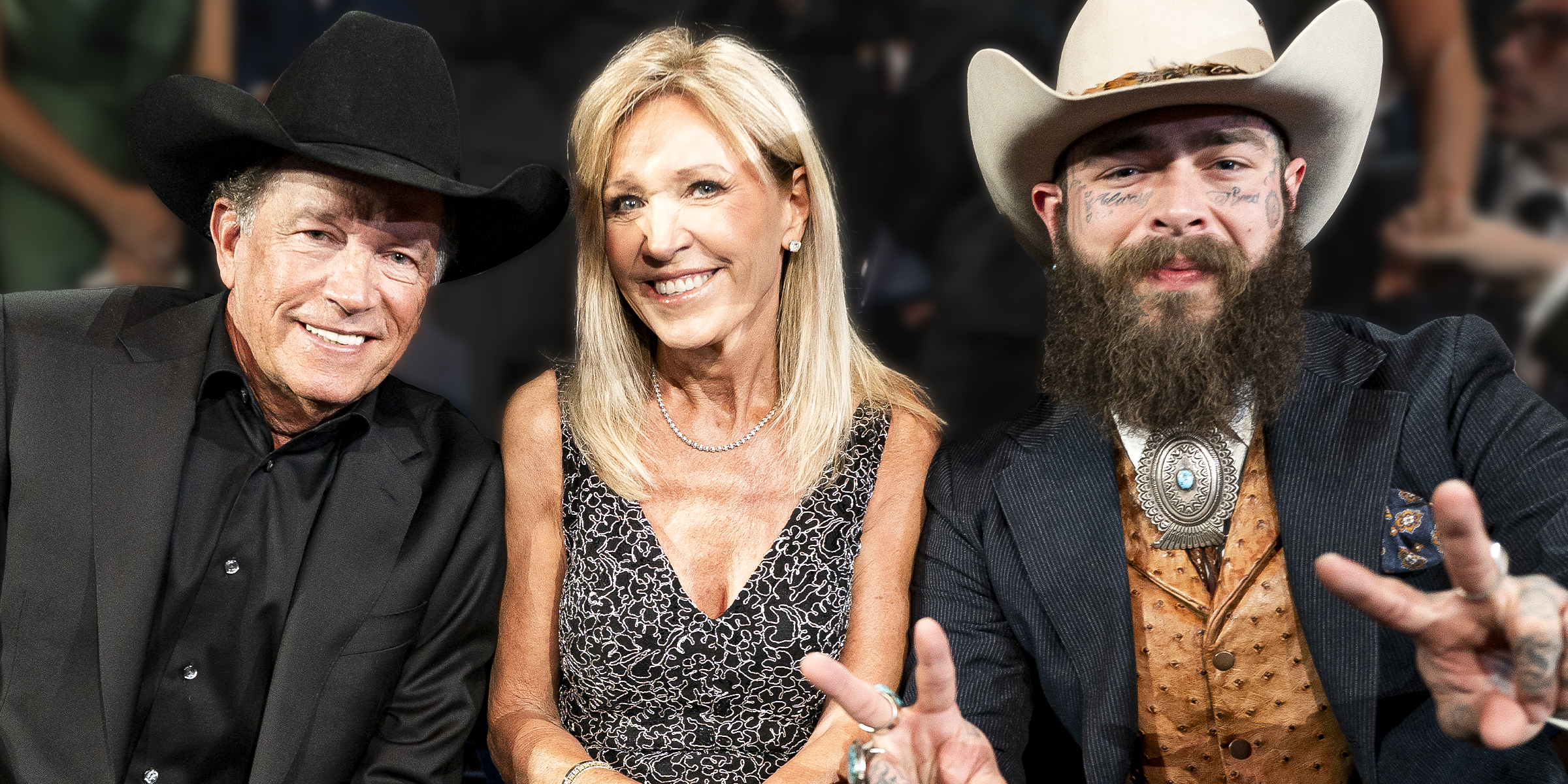 George Strait, Norma Strait, and Post Malone attend the 58th Annual Country Music Association Awards on November 20, 2024, in Nashville, Tennessee. | Source: Getty Images