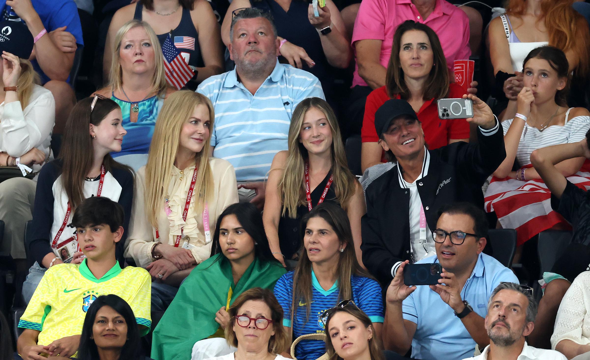 Nicole Kidman and Keith Urban with their daughters, Faith and Sunday Kidman-Urban, at the Olympic Games in Paris, France on July 30, 2024. | Source: Getty Images