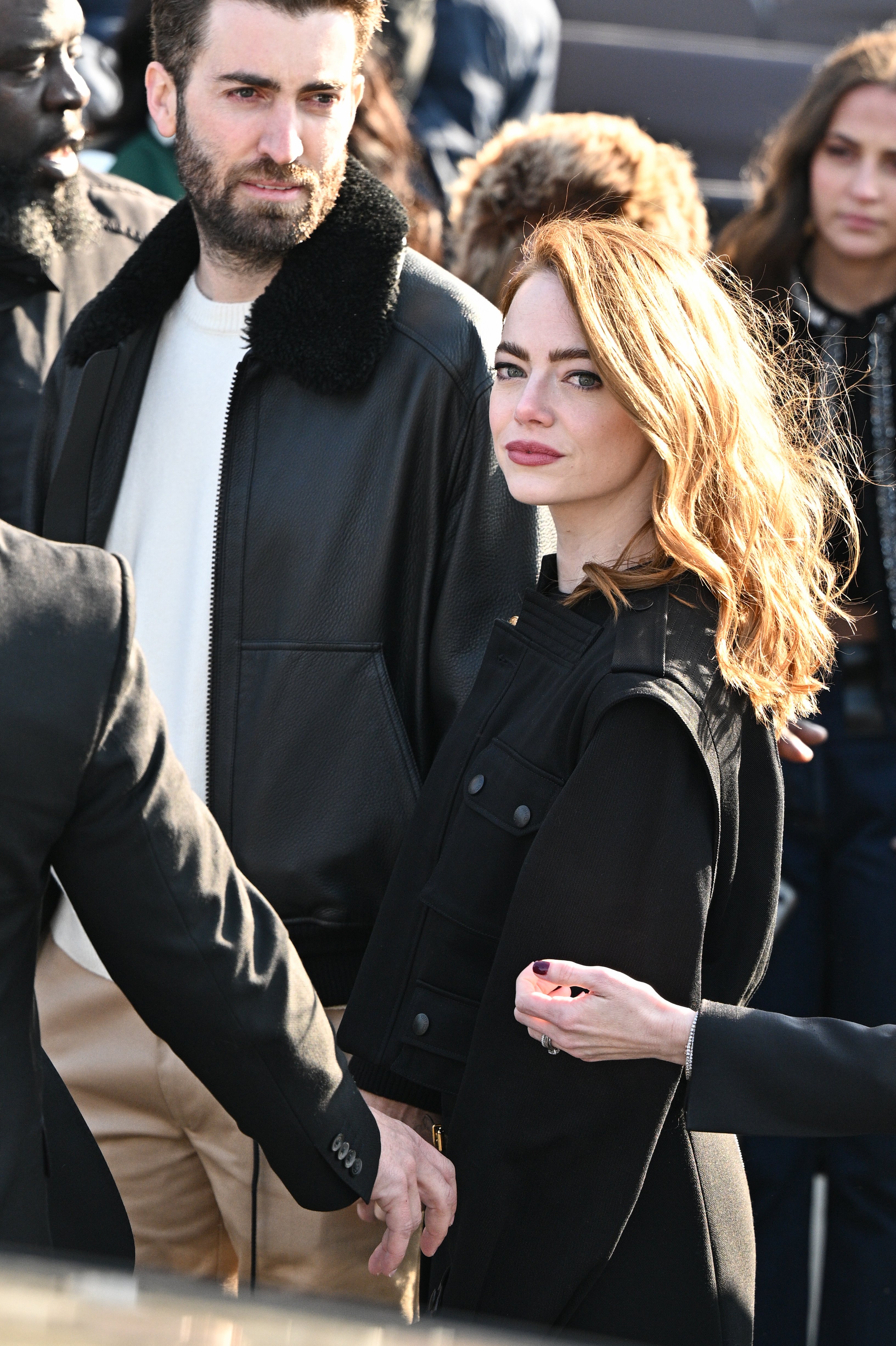 Emma Stone and Dave McCary at Paris Fashion Week in Paris, France on March 7, 2022 | Source: Getty Images 