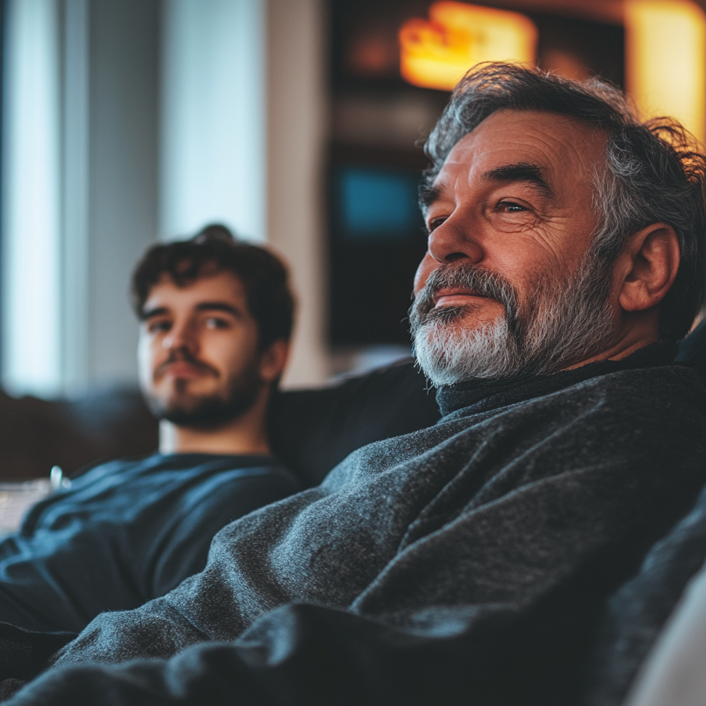 A man sitting on the couch | Source: Midjourney