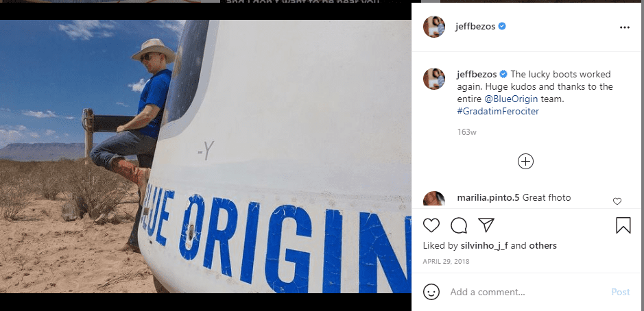 A picture of Jeff Bezos on Instagram | Photo: Instagram/jeffbezos