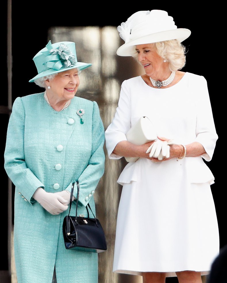 Queen Elizabeth II and Camilla, Duchess of Cornwall attend the Ceremonial Welcome in the Buckingham Palace Garden for President Trump during his State Visit to the UK on June 3, 2019 in London, England | Source: Getty Images