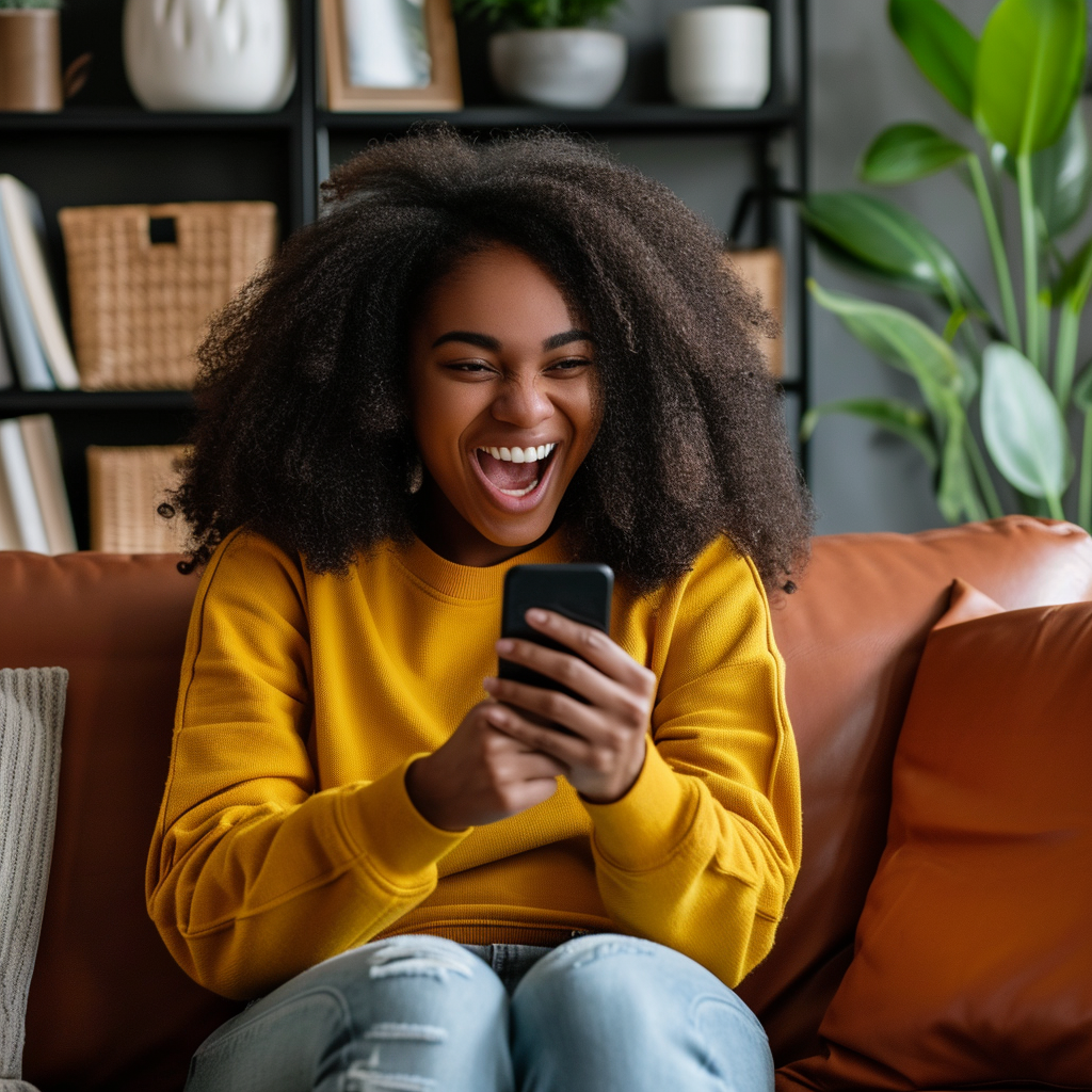 An excited person on the phone | Source: Midjourney