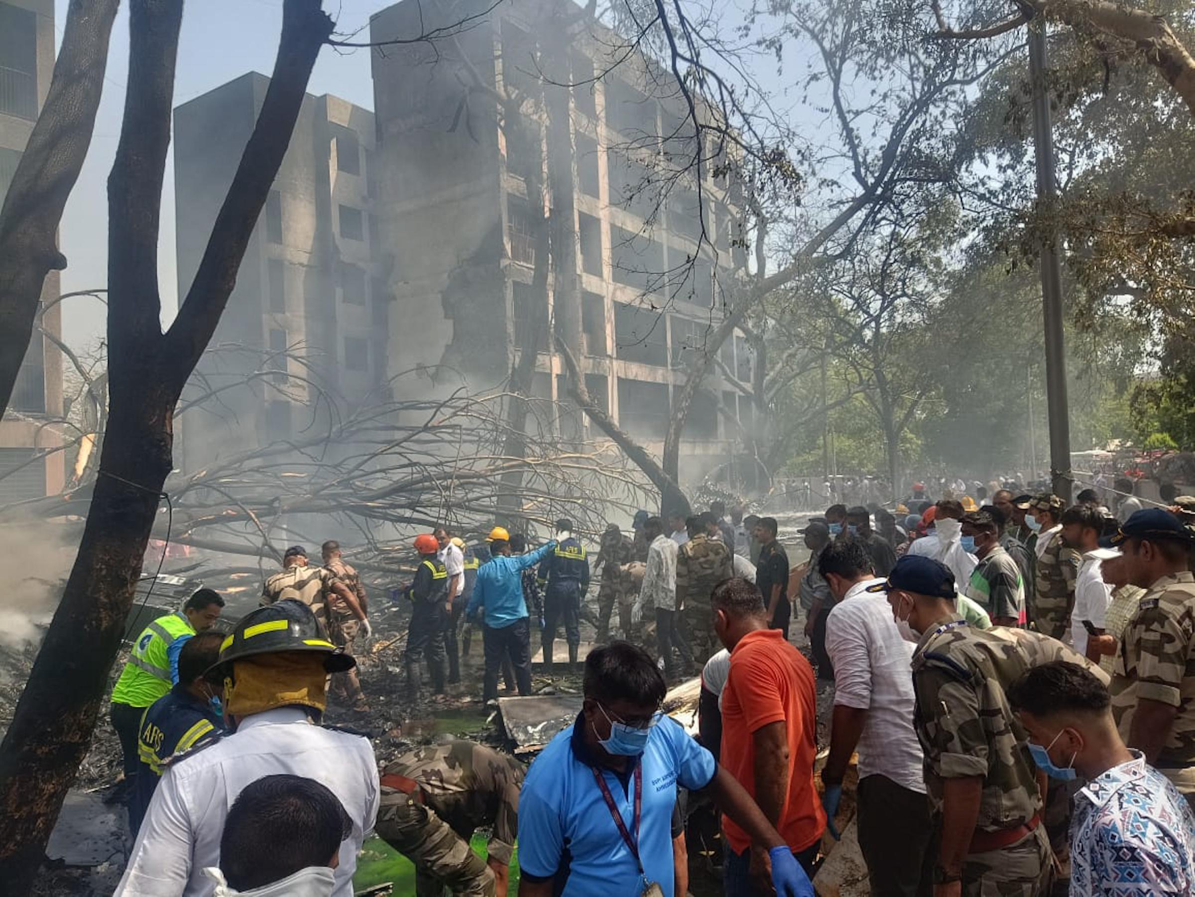 A view of the site where a plane crashed shortly after takeoff from Sardar Vallabhbhai Patel International Airport on June 12, 2025, in Gujarat, India | Source: Getty Images