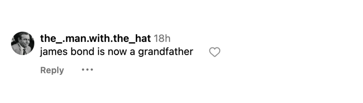 User comment about Pierce Brosnan, posted on July 7, 2024 | Source: Instagram/piercebrosnanofficial