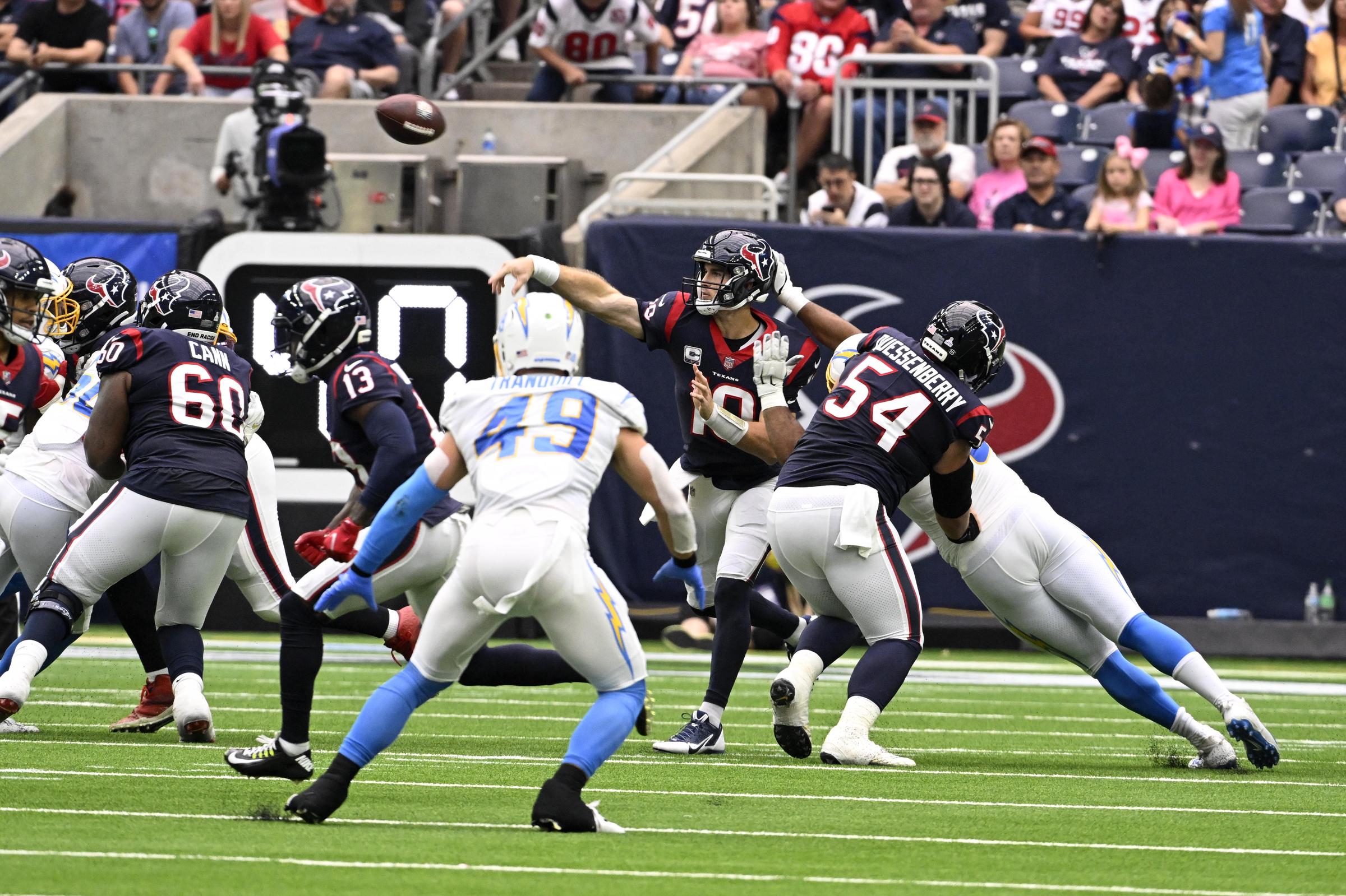 Houston Texans face the Los Angeles Chargers at NRG Stadium in Texas, on October 2, 2022 | Source: Getty Images