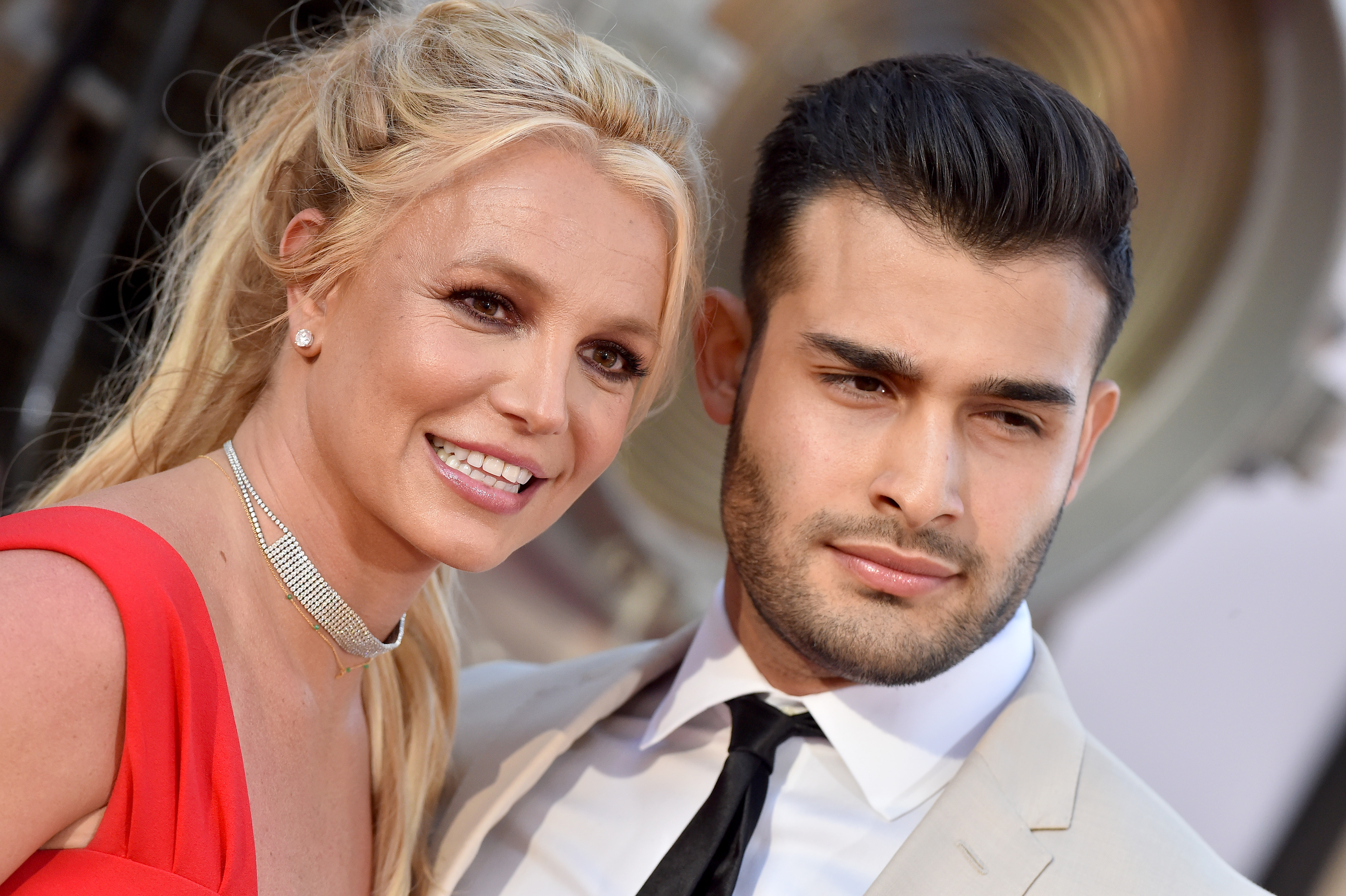 Britney Spears and Sam Asghari at "Once Upon a Time ... in Hollywood" Los Angeles premiere on July 22, 2019, in Hollywood, California | Source: Getty Images
