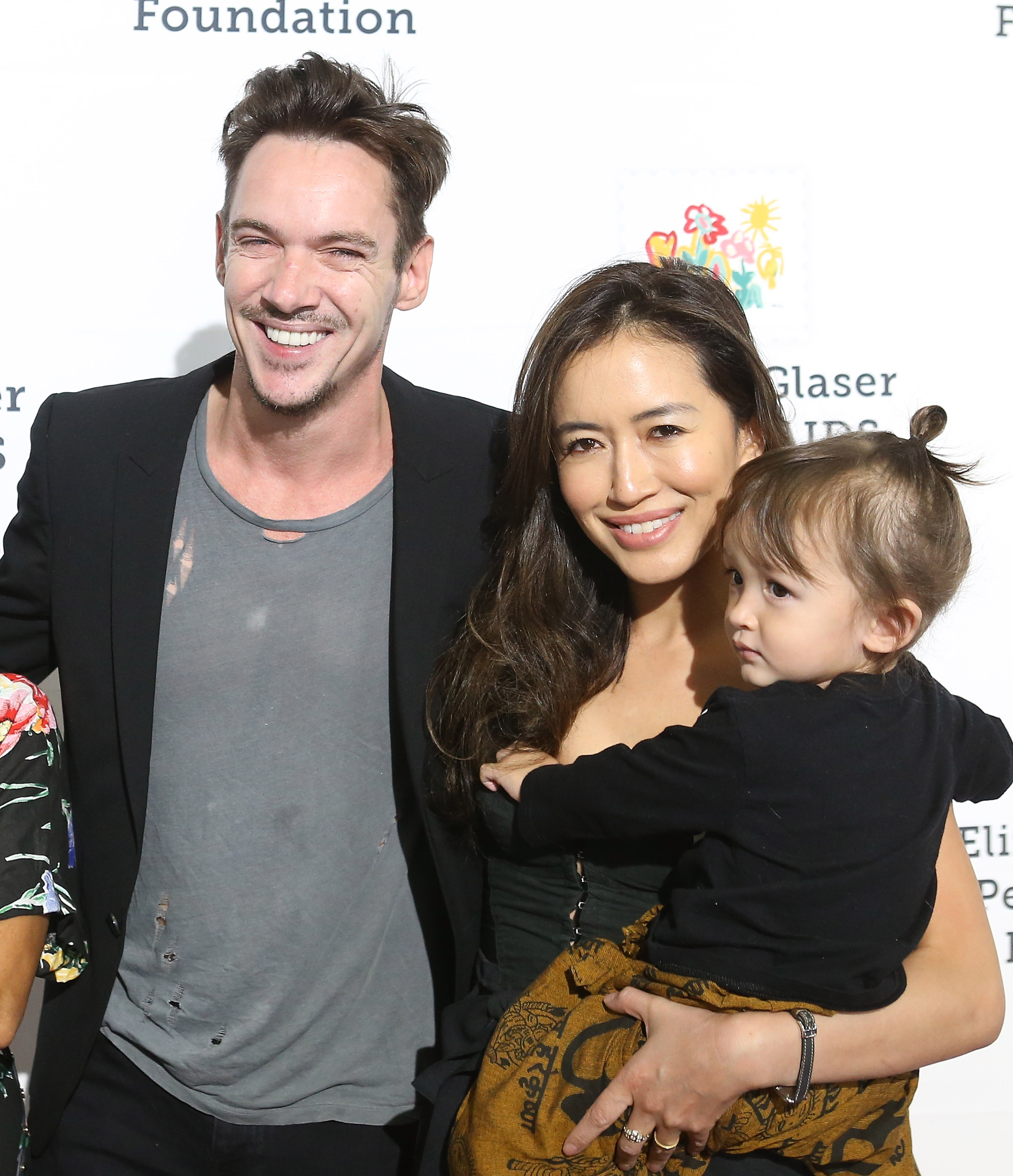 Jonathan Rhys Meyers, Mara Lane, and Wolf Rhys Meyers attend the Elizabeth Glaser Pediatric Aids Foundation's 30th Anniversary - "A Time for Heroes" Family Festival on October 28, 2018, in Culver City, California. | Source: Getty Images