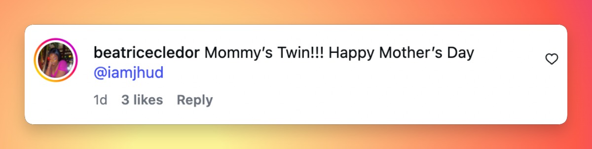 A fan reaction to the sweet Mother's Day moment that took place on "The Jennifer Hudson Show." | Source: Instagram/jenniferhudsonshow