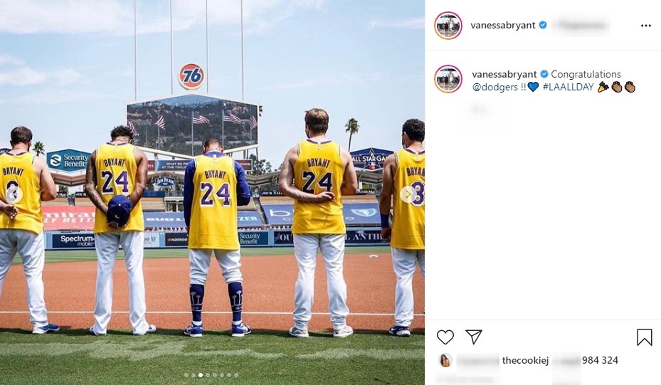 A screenshot of the Dodgers baseball team from Vanessa Bryant's Instagram Page | Photo: instagram.com/vanessabryant/