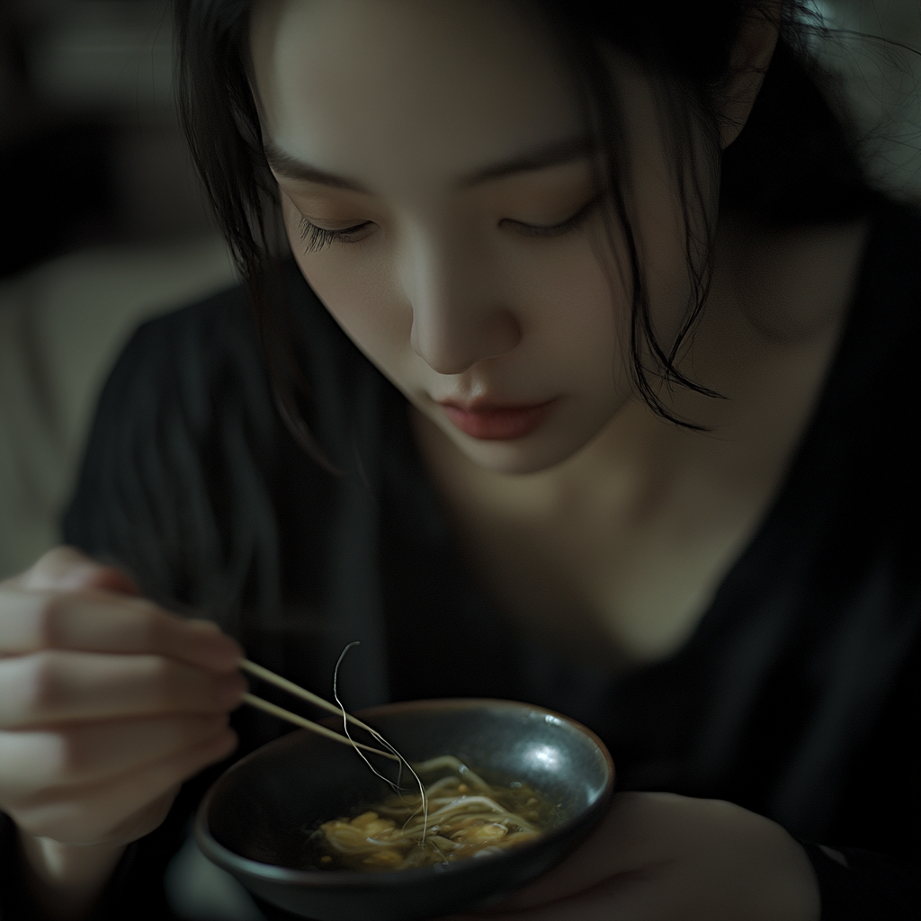 A woman finds a strand of hair in her food | Source: Midjourney