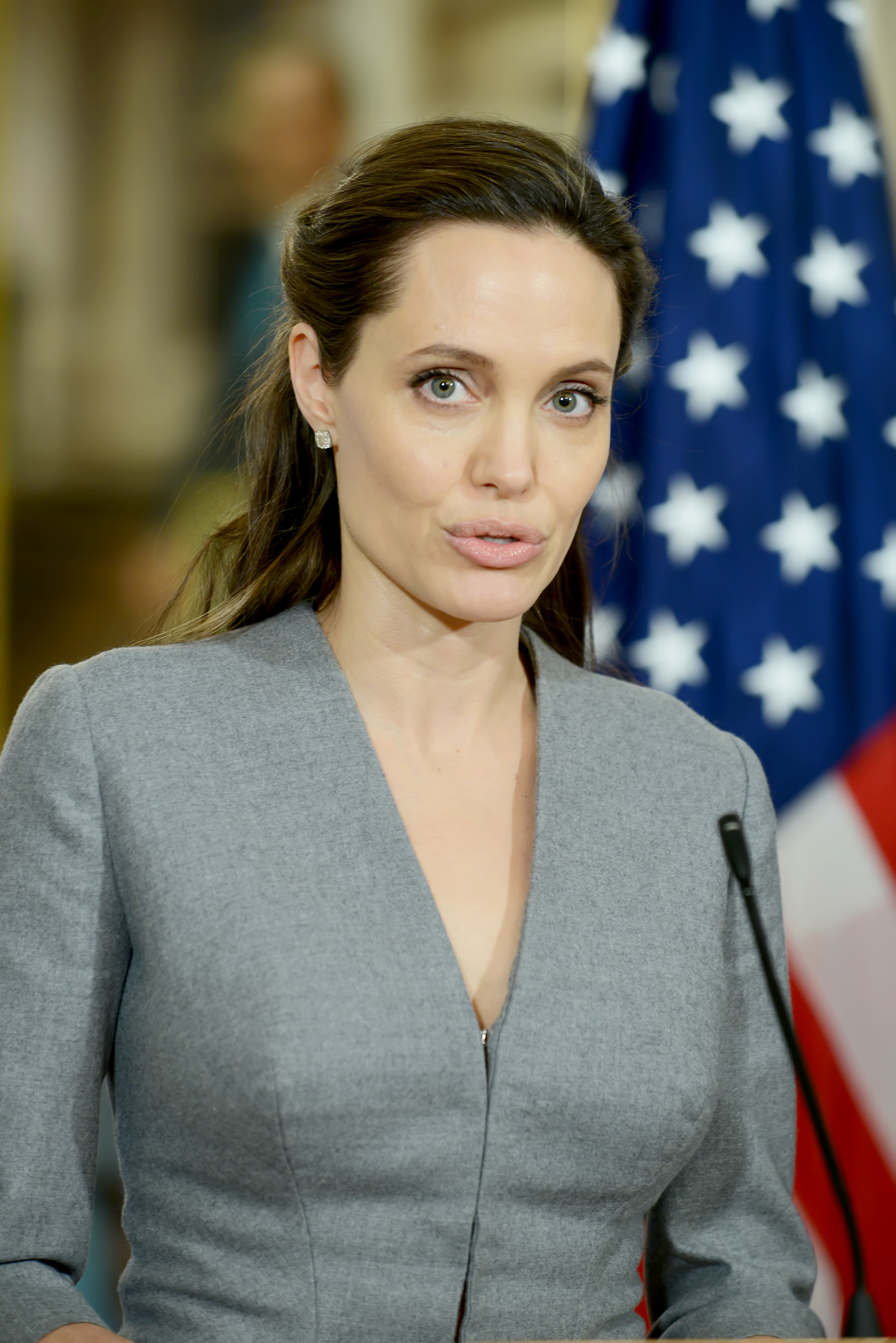 Angelina Jolie speaking at the UN High Commissioner For Refugees Special Envoy in June 2016 | Source: Getty Images