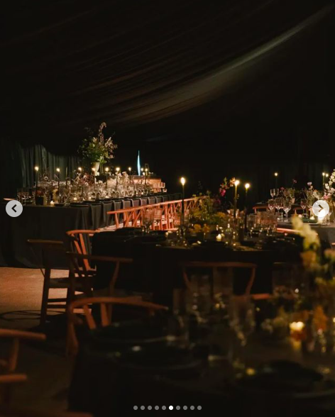 A view of one of the dining set-ups at Jesse Light and Jesse Bongiovi's five-day wedding celebration, posted on A view of one of the dining tables at Jesse Light and Jesse Bongiovi's five-day wedding celebration, posted on July 15, 2024 | Source: Instagram/alison_events