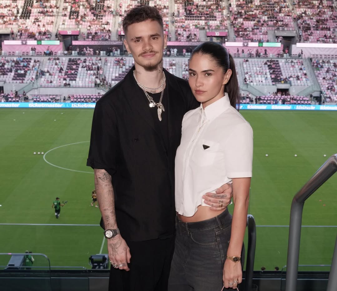 Romeo Beckham and Kim Turnbull attend the stadium's ribbon-cutting ceremony prior to the MLS match between Inter Miami CF and Austin FC at Nu Stadium on 4 April 2026 in Miami, Florida. | Source: Instagram/romeobeckham