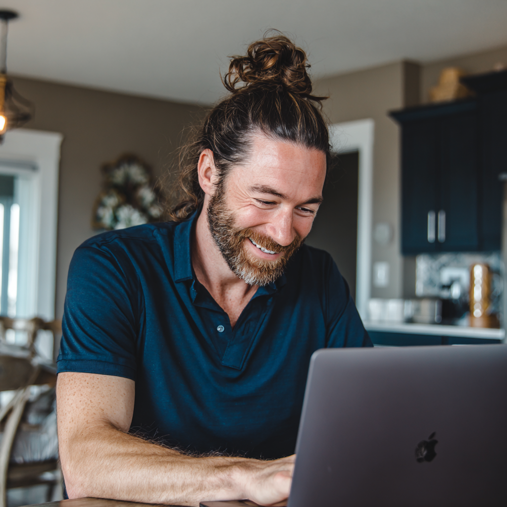 A man sitting at a kitchen counter | Source: Midjourney