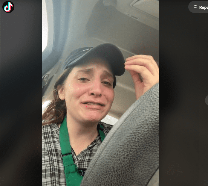 A viral video of a Starbucks worker sobbing in her car | Photo:Tiktok.com/@rachelkeaton