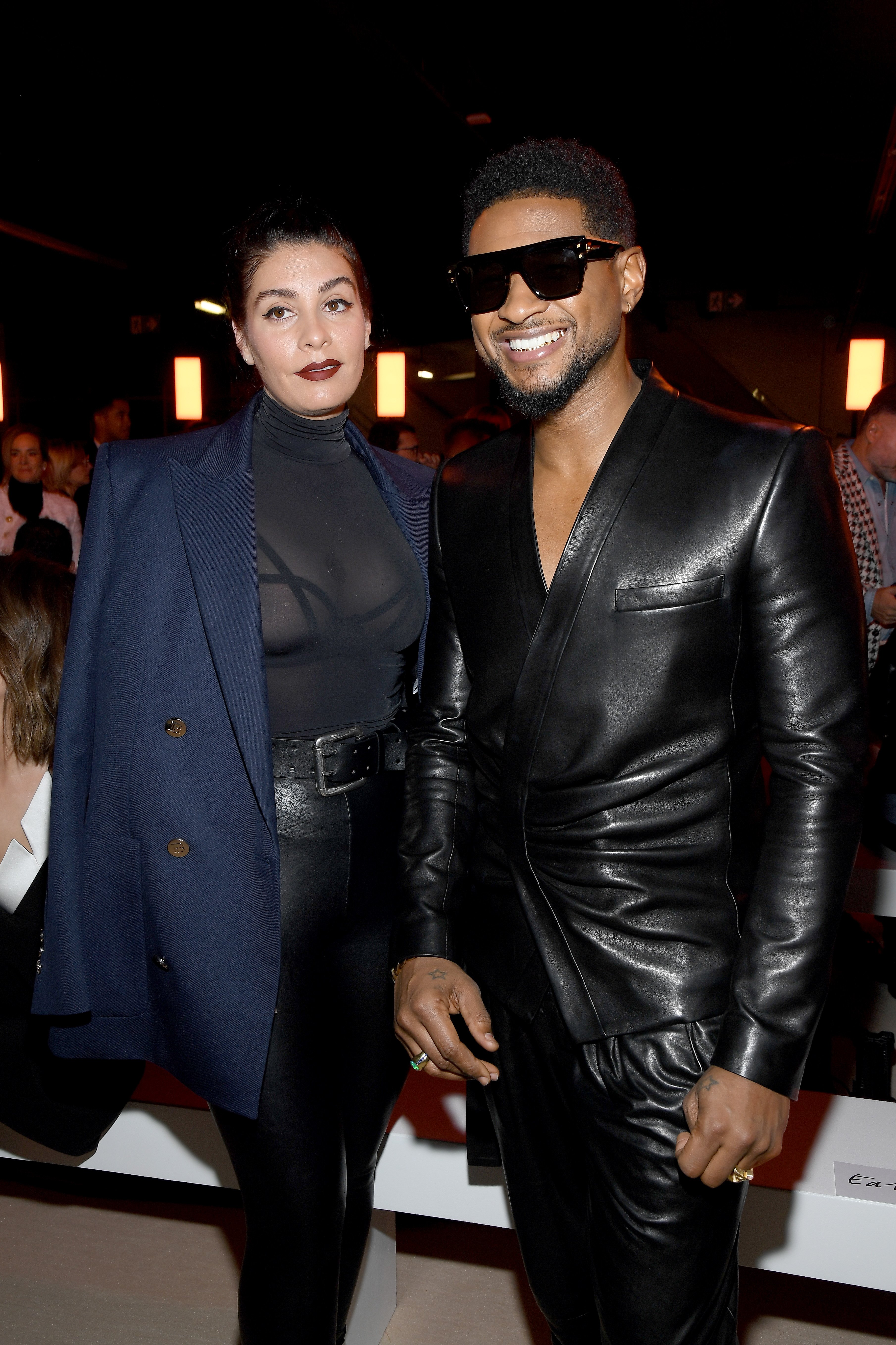 Jenn Goicoechea and Usher attend the Balmain show at Paris Fashion Week on February 28, 2020 in Paris, France. | Source: Getty Images