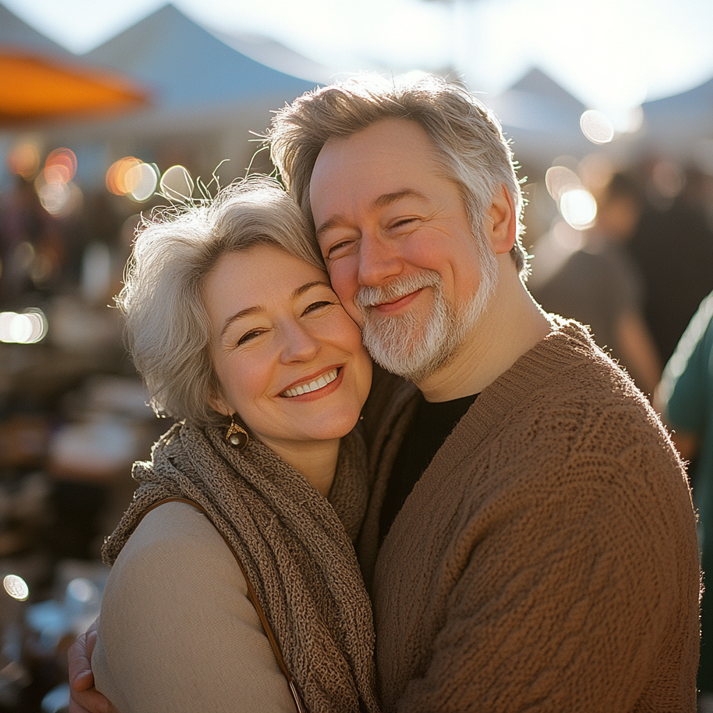 A couple at a flea market together | Source: Midjourney