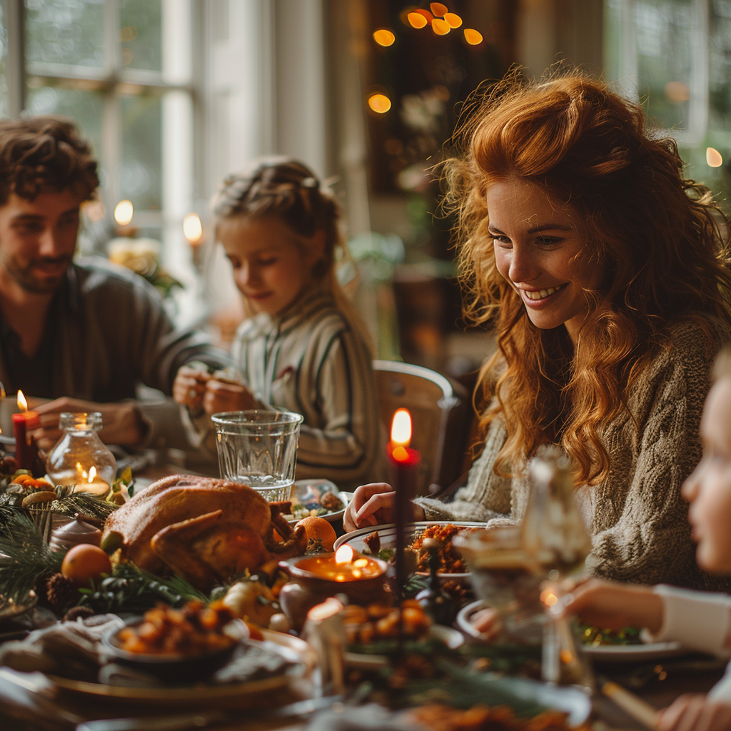 Anna enjoying festive family dinner | Source: Midjourney