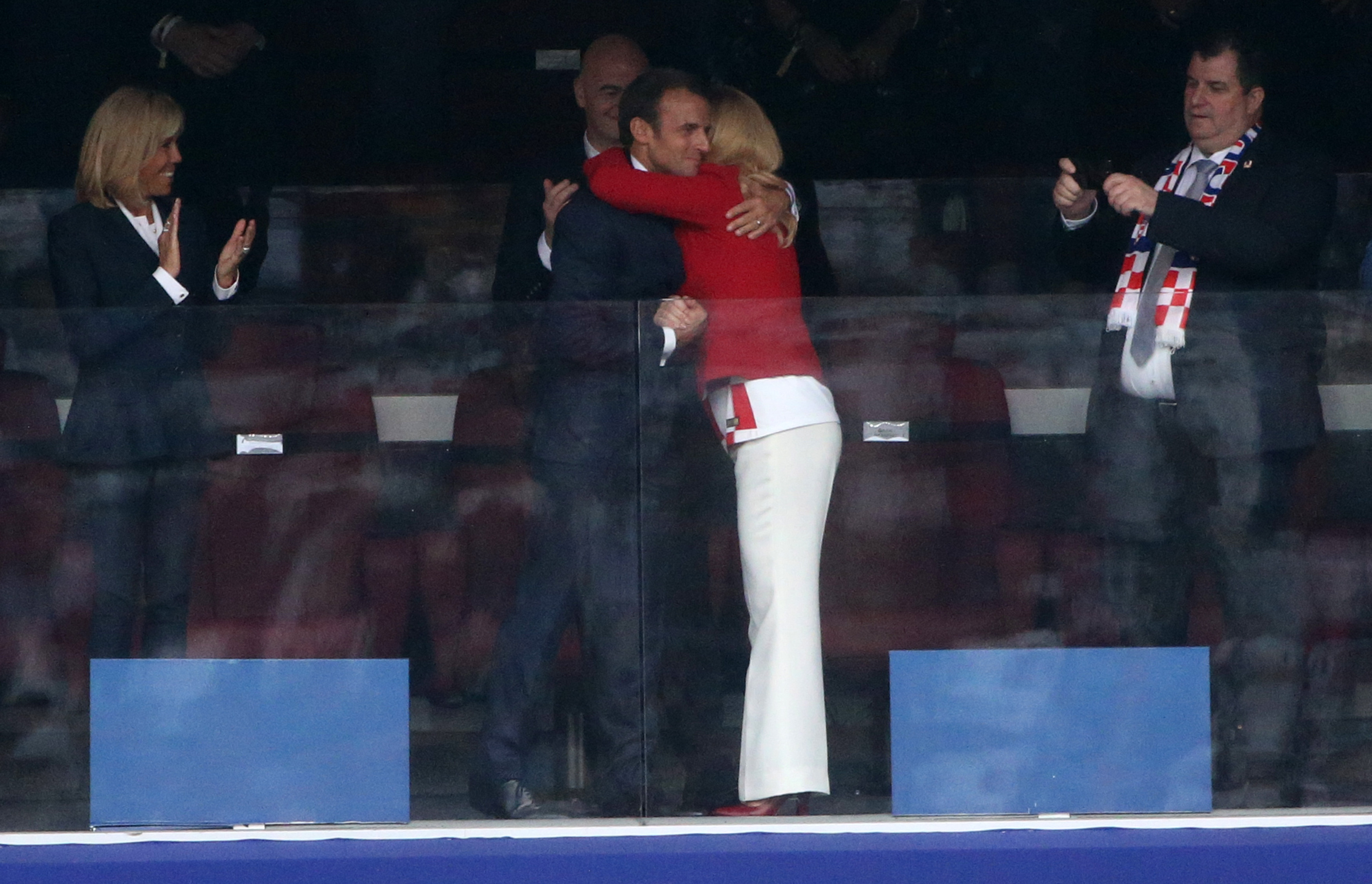During the 2018 FIFA World Cup Final on July 15, Emmanuel hugged Croatian President Kolinda Grabar-Kitarović while Brigitte watched from the side. The moment was captured in the VIP section at Luzhniki Stadium in Moscow.