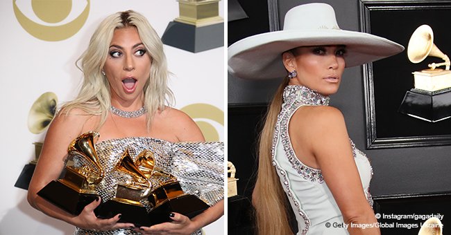 Lady Gaga and J. Lo wear the same heels at Grammy Awards and almost kiss each other on camera