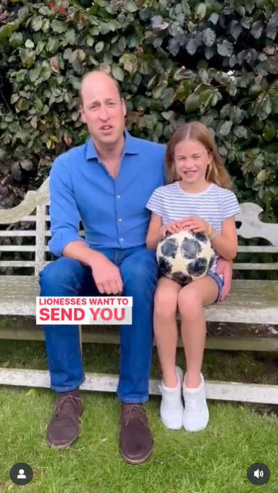 Prince William and his daughter, Princess Charlotte send their words of encouragement to England's Lioness, from a video post dated August 19, 2023 | Source: Instagram/princeandprincessofwales