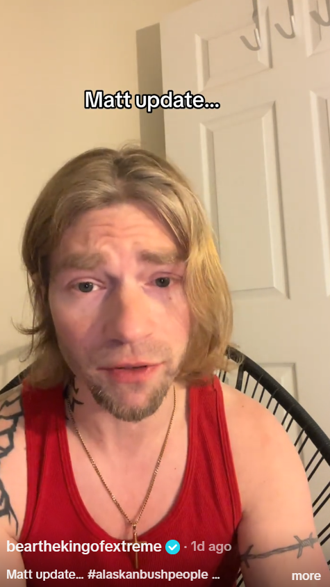 Bear Brown appears emotional as he shares an update about his brother Matt in a video | Source: TikTok/bearthekingofextreme