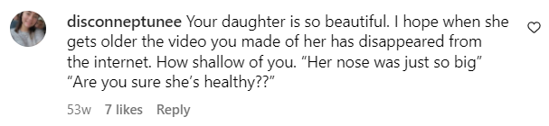 Der Kommentar eines Fans zu Lucy Baehrs Instagram-Beitrag, in dem sie die Geburt ihrer Tochter Reese am 29. Oktober 2020 ankündigt | Quelle: Instagram/lucybaehr