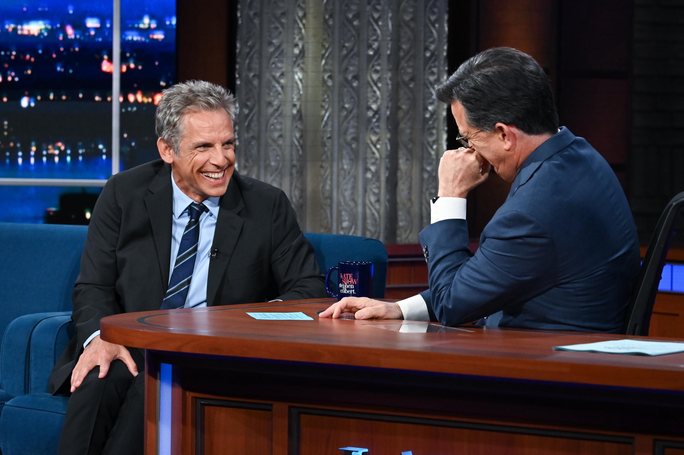 Ben Stiller and Stephen Colbert during "The Late Show with Stephen Colbert" | Source: Getty Images