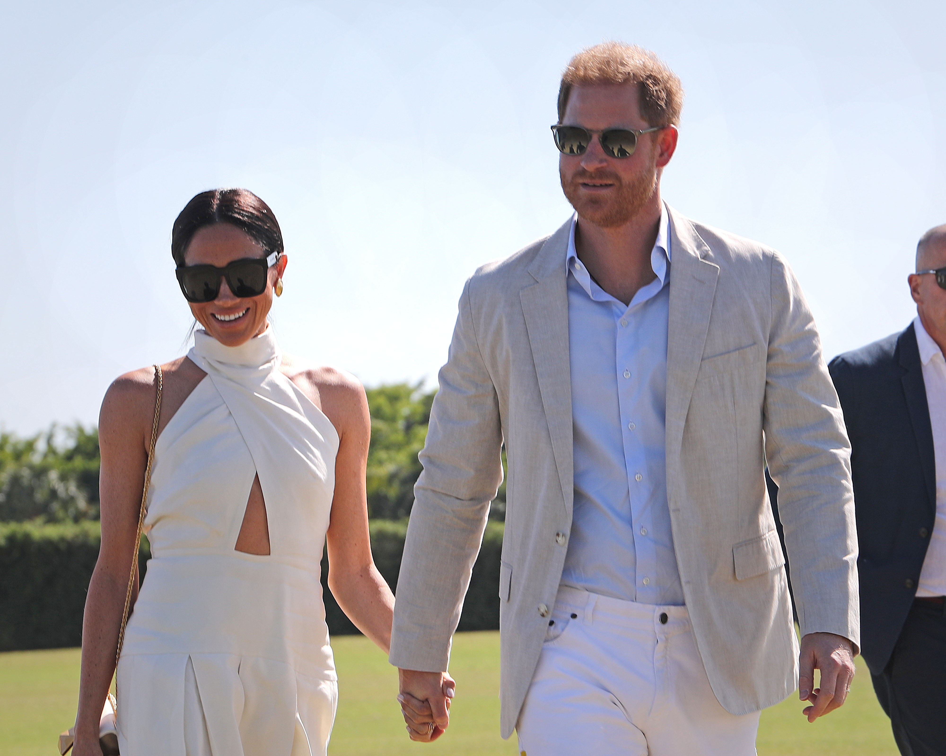 Meghan Markle, Duchess of Sussex, and Prince Harry, The Duke of Sussex during the Royal Salute Polo Challenge, to benefit Sentebale, in Wellington, Florida on April 12, 2024. | Source: Getty Images
