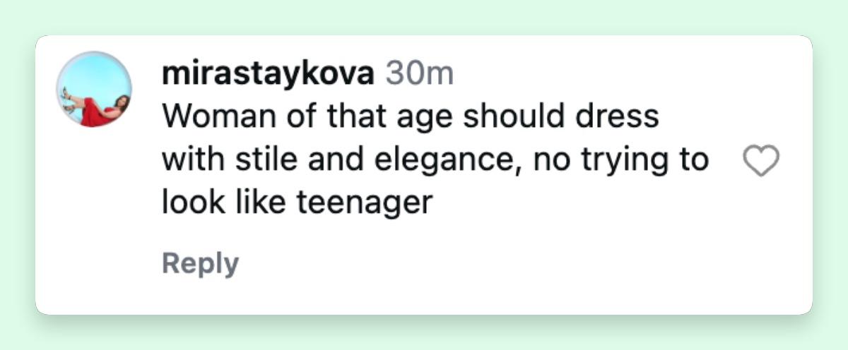Many online criticized her heavily, but it probably won't affect the designer at all. This screenshot also shows a comment about Vera Wang's outfit on June 11, 2026 | Source: Instagram/mickmicknyc