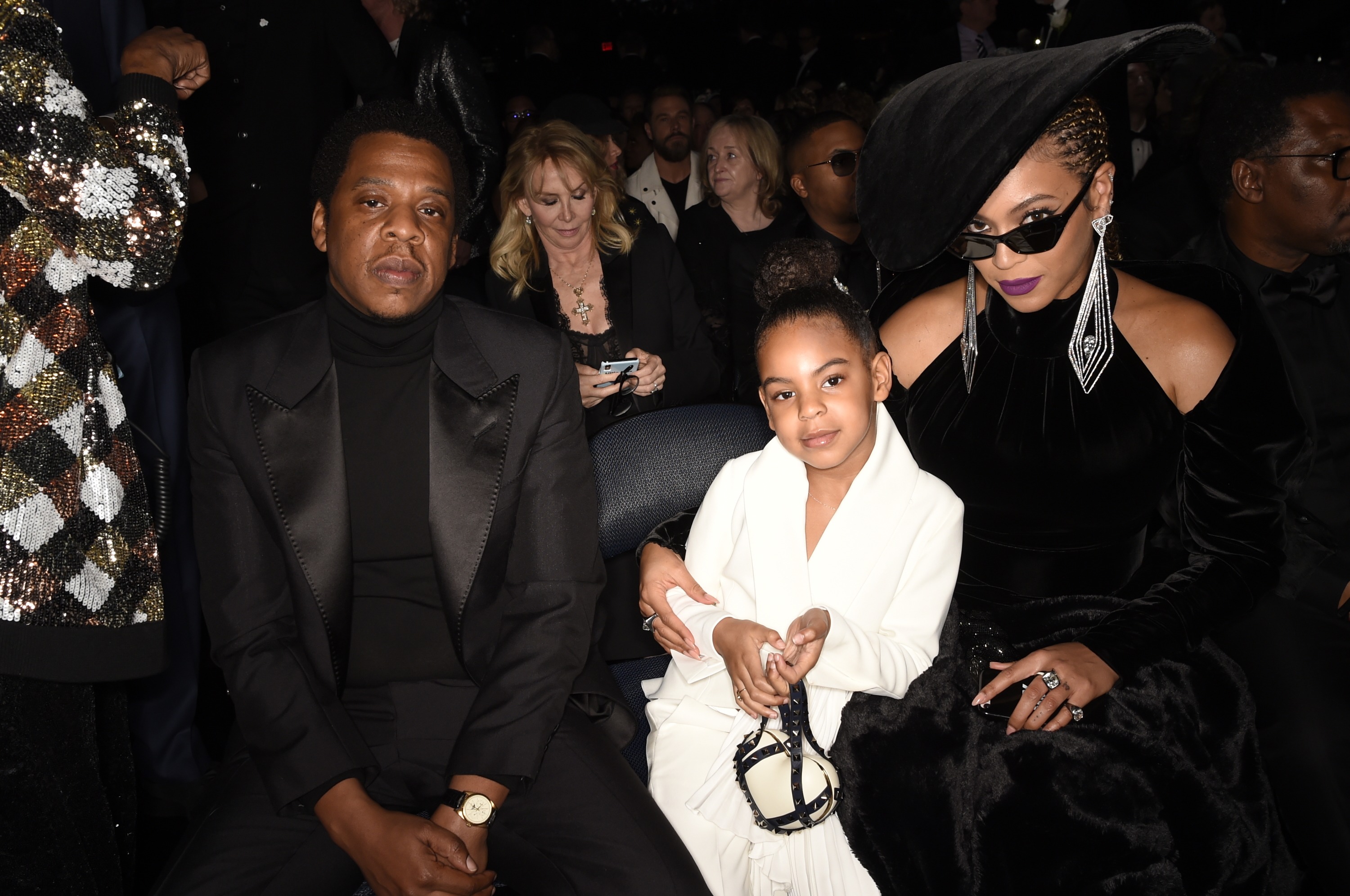 Jay-Z, Blue Ivy and Beyoncé Knowles-Carter at the 60th Annual Grammy Awards in New York on January 28, 2018 | Source: Getty Images