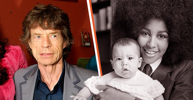 Mick Jagger en The Greenhouse at Scholastic, el 6 de mayo de 2010 en Nueva York [Izquierda]; Marsha Hunt con su pequeña hija Karis, el 23 de marzo de 1971. [Izquierda] | Foto: Getty Images