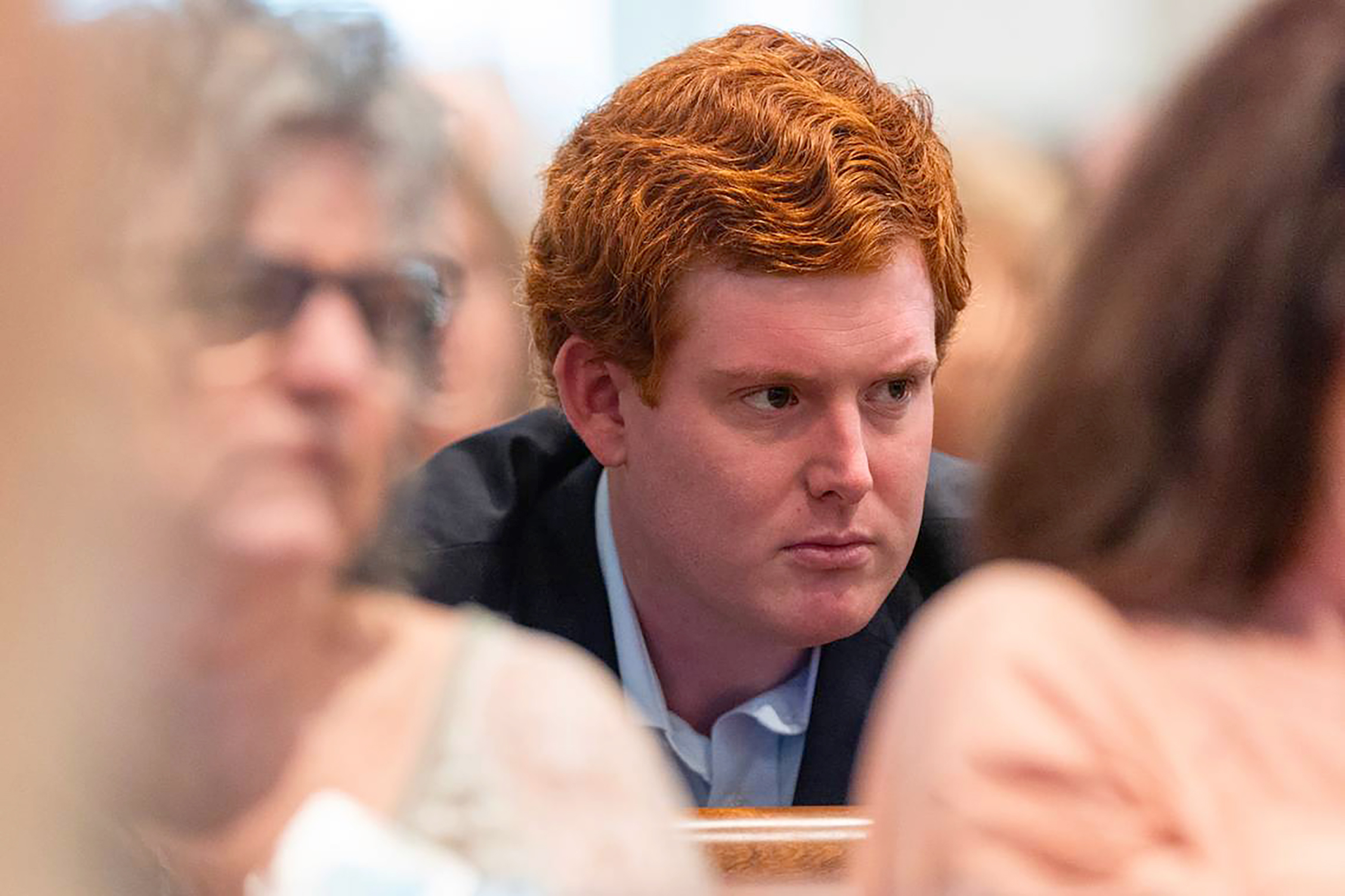 Buster Murdaugh listens to a recorded interview with his dad on February 16, 2023. | Source: Getty Images