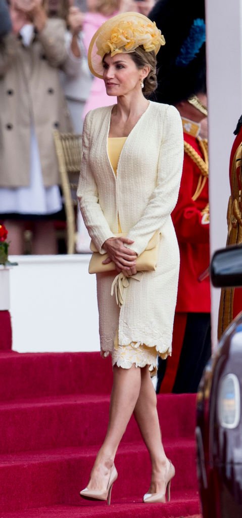 La Reina Letizia de España en la ceremonia oficial de bienvenida en Horseguards Parade durante una visita de Estado del Rey y la Reina de España el 12 de julio de 2017 en Londres, Inglaterra. I Foto: Getty Images La Reina Letizia de España en la ceremonia oficial de bienvenida en Horseguards Parade durante una visita de Estado del Rey y la Reina de España el 12 de julio de 2017 en Londres, Inglaterra. I Foto: Getty Images