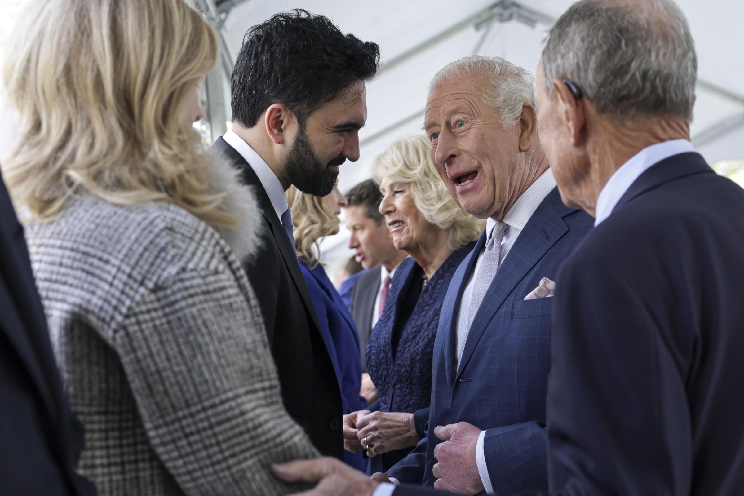 King Charles III and Queen Camilla meet New York City Mayor Zohran Mamdani at the 9/11 Memorial during their state visit, in New York City, on April 29, 2026. | Source: Getty Images