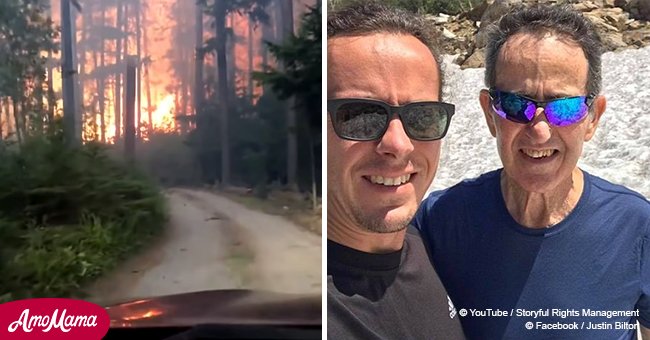 Terrifying video shows dad and son's near death drive as they try to escape forest fire