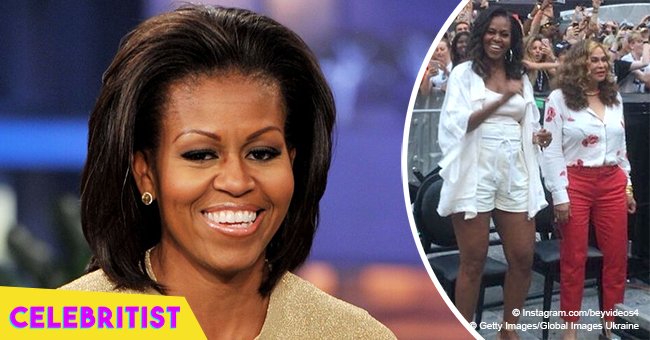 Michelle Obama shows off long legs while dancing with Tina Knowles at a Beyoncé concert