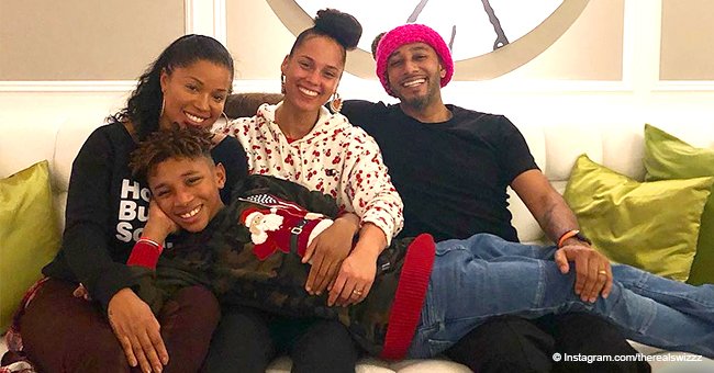 Swizz Beatz praised for photo with ex-wife, their child and wife Alicia Keys on son's birthday