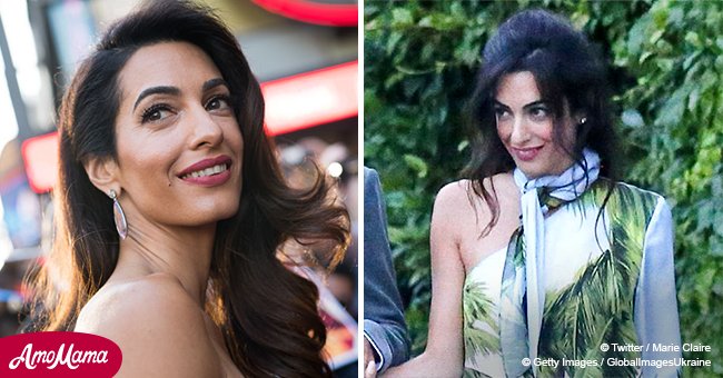 Amal Clooney goes out in bizarre blue dress with printed car and she looks dazzling