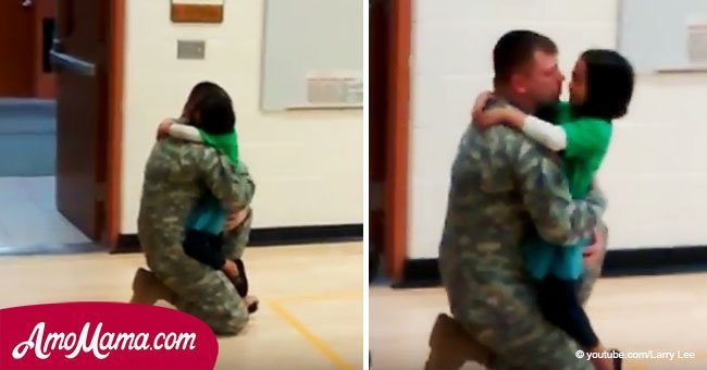 Soldier returns from service and hugs his daughter. But he doesn't even suspect what awaits him