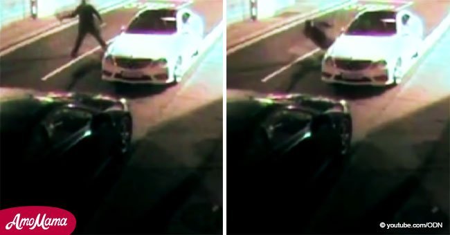 Thief uses a brick to break a car window, but karma acted like an instant and painful boomerang (video)