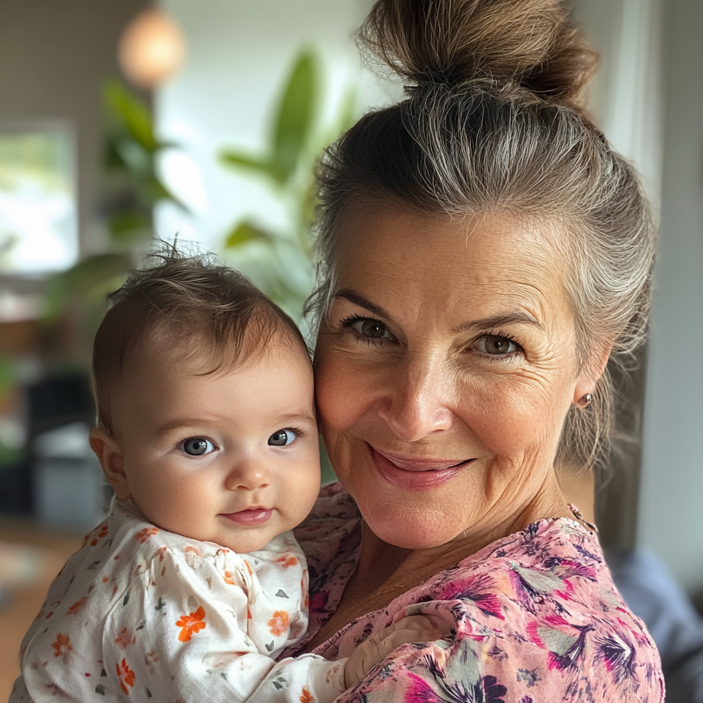 A woman holding a baby girl | Source: Midjourney